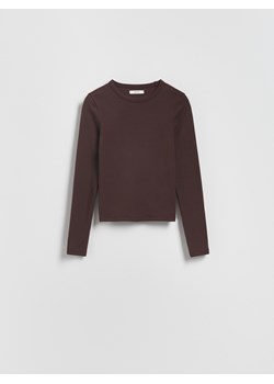 Reserved - Longsleeve z modalem - ciemnobrązowy ze sklepu Reserved w kategorii Bluzki damskie - zdjęcie 187959100