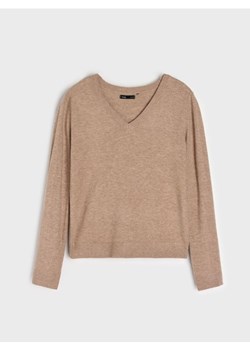 Sinsay - Sweter z dekoltem w serek - brązowy ze sklepu Sinsay w kategorii Swetry damskie - zdjęcie 187959434