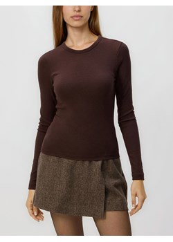 Reserved - Longsleeve z modalem - ciemnobrązowy ze sklepu Reserved w kategorii Bluzki damskie - zdjęcie 187960921