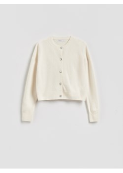 Reserved - Wełniany kardigan - kremowy ze sklepu Reserved w kategorii Swetry damskie - zdjęcie 187961430