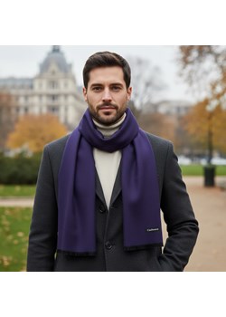 Ciepły Cashmere szalik męski SZA-40 gładki granatowy ze sklepu Stylion w kategorii Szaliki męskie - zdjęcie 187961673