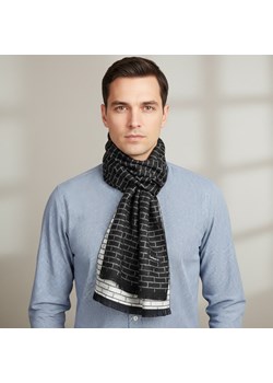Ciepły Cashmere szalik męski w cegiełkę SZA-31 czarno-biały ze sklepu Stylion w kategorii Szaliki męskie - zdjęcie 187961674