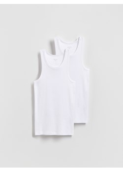 Reserved - Prążkowany top 2 pack - biały ze sklepu Reserved w kategorii T-shirty męskie - zdjęcie 187962044