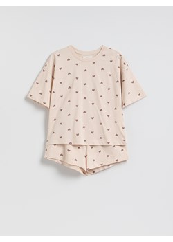 Reserved - Dwuczęściowa piżama w serca - kremowy ze sklepu Reserved w kategorii Piżamy damskie - zdjęcie 187962062