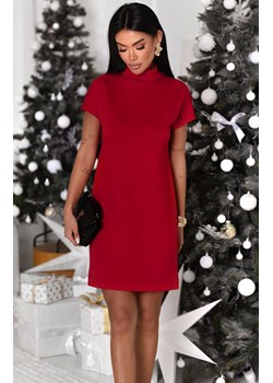 Czerwona sukienka dzianinowa z golfem KLER 377, Kolor czerwony, Rozmiar XL, Ivon ze sklepu Primodo w kategorii Sukienki - zdjęcie 187963231