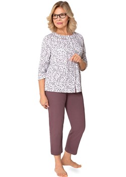 Bawełniana piżama damska 7/8 rozpinana Maria II 201 35, Kolor śliwkowy, Rozmiar 2XL, MARTEL ze sklepu Primodo w kategorii Piżamy damskie - zdjęcie 187963274