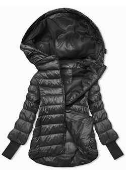 Krótka kurtka damska z dzianinowymi ściągaczami grafitowa (P22/P3-6636/P3-6023-27) ze sklepu goodlookin.pl w kategorii Kurtki damskie - zdjęcie 187964903