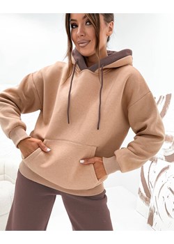 Gruby dwukolorowy dres damski czekoladowy (VE102) ze sklepu goodlookin.pl w kategorii Dresy damskie - zdjęcie 187964920
