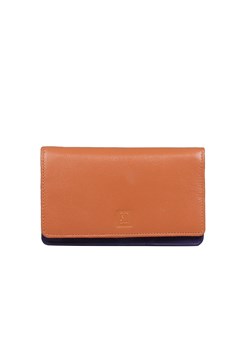 pomarańczowy portfel skórzany damski z kolorowym wnętrzem ze sklepu Słoń Torbalski w kategorii Portfele damskie - zdjęcie 187964933