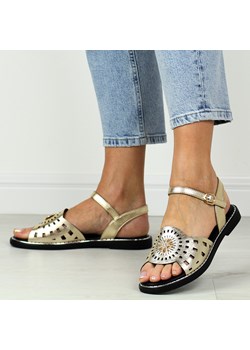 Złote ażurowe sandały damskie M.Daszyński 2266-11 ze sklepu suzana.pl w kategorii Sandały damskie - zdjęcie 187965062