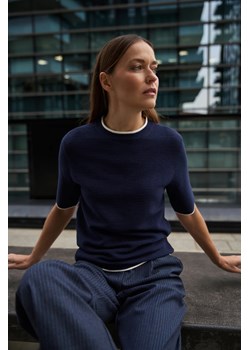 Sweter z krótkimi rękawami granatowy ze sklepu Moodo.pl w kategorii Swetry damskie - zdjęcie 187965172