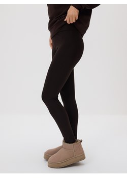 Reserved - Bawełniane legginsy - ciemnobrązowy ze sklepu Reserved w kategorii Spodnie damskie - zdjęcie 187965250