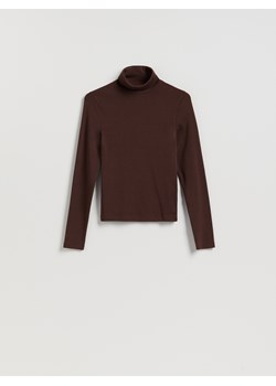 Reserved - Longsleeve z golfem - ciemnobrązowy ze sklepu Reserved w kategorii Bluzki damskie - zdjęcie 187965270