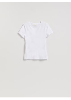 Reserved - T-shirt slim fit - biały ze sklepu Reserved w kategorii Bluzki damskie - zdjęcie 187965294