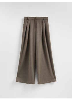 Reserved - Spodnie z wiskozą - ciemnobrązowy ze sklepu Reserved w kategorii Spodnie damskie - zdjęcie 187965311