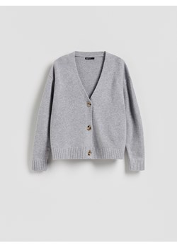 Reserved - Wełniany kardigan - jasnoszary ze sklepu Reserved w kategorii Swetry damskie - zdjęcie 187965321
