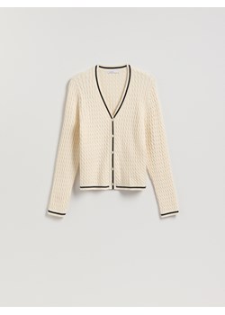 Reserved - Strukturalny kardigan z wiskozą - kremowy ze sklepu Reserved w kategorii Swetry damskie - zdjęcie 187965362