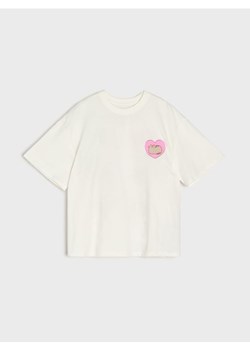 Sinsay - Bawełniana koszulka z nadrukiem Pusheen the Cat - kremowy ze sklepu Sinsay w kategorii Bluzki dziewczęce - zdjęcie 187966140