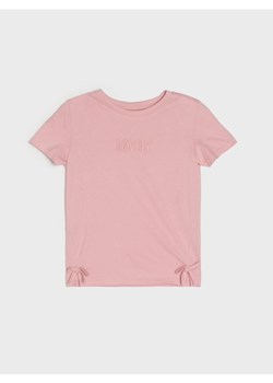 Sinsay - Bawełniana koszulka z haftowanym napisem - różowy ze sklepu Sinsay w kategorii Bluzki dziewczęce - zdjęcie 187966162