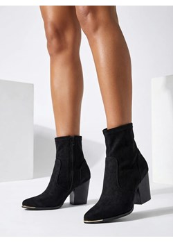 Royalfashion Eko-zamszowe damskie botki na słupku Gris ze sklepu royalfashion.pl w kategorii Botki - zdjęcie 187967492