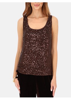 Brązowy cekinowy wizytowy top damski L'AF Ampalia ze sklepu Eye For Fashion w kategorii Bluzki damskie - zdjęcie 187968844