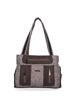 Torebka Damska Shopper Bag 2 Komory firmy Hernan 3892-1 Ziemista/Czekolada ze sklepu PaniTorbalska w kategorii Listonoszki - zdjęcie 187968861