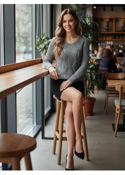 Sweter damski CHICRAY jasnoszary Dstreet MY2395 ze sklepu DSTREET.PL w kategorii Swetry damskie - zdjęcie 187968943