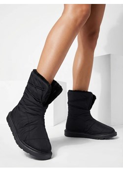 Botki Damskie Luna Czarne Z Tkaniny Ciepłe na Zimę ze sklepu royalfashion.pl w kategorii Śniegowce damskie - zdjęcie 187972321