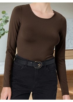 Sinsay - Body z długimi rękawami - brązowy ze sklepu Sinsay w kategorii Bluzki damskie - zdjęcie 187972691