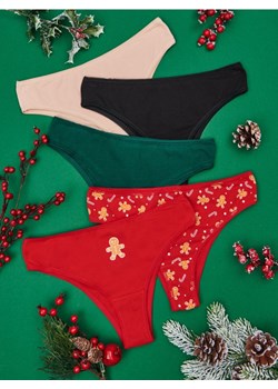 Sinsay - Świąteczny zestaw majtek brazylianów 5 pack - wielobarwny ze sklepu Sinsay w kategorii Majtki damskie - zdjęcie 187973930