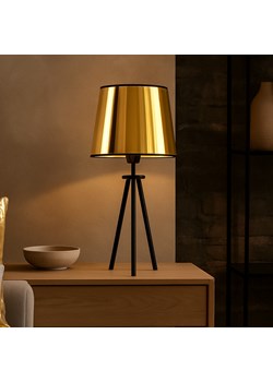 Czarno-złota lampka nocna na trójnogu BERGEN MIRROR ze sklepu Lysne w kategorii Lampy stołowe - zdjęcie 187973954