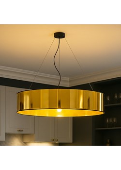 Duża złota lampa sufitowa nad stół 100 cm z abażurem  PORTO MIRROR fi - 100 cm ze sklepu Lysne w kategorii Lampy wiszące - zdjęcie 187973970