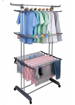 Szara Suszarka Na Pranie Na Kółkach B1-P98 ze sklepu Edinos.pl w kategorii Akcesoria łazienkowe - zdjęcie 187974283