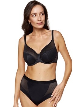 Gorteks biustonosz semi-soft półusztywniany z geometrycznym wzorem Laurel B3, Kolor czarny, Rozmiar 75F, Gorteks ze sklepu Primodo w kategorii Biustonosze - zdjęcie 187974603