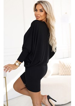 Wygodna sukienka nietoperz z długim rękawkiem czarna 402-10, Kolor czarny, Rozmiar S/M, Numoco ze sklepu Primodo w kategorii Sukienki - zdjęcie 187974640