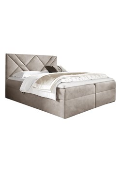 Kremowe welurowe łóżko kontynentalne 5 rozmiarów - Velvaro ze sklepu Edinos.pl w kategorii Łóżka i materace - zdjęcie 187974673