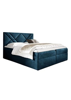 Granatowe welurowe łóżko kontynentalne 5 rozmiarów - Velvaro ze sklepu Edinos.pl w kategorii Łóżka i materace - zdjęcie 187974682