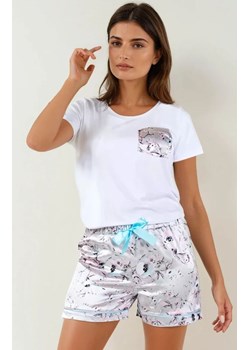 Krótka piżama damska Happiness, Kolor biało-szary, Rozmiar S, Momenti per me ze sklepu Intymna w kategorii Piżamy damskie - zdjęcie 187974730