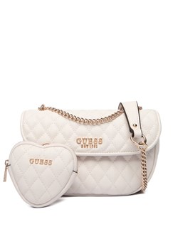 Torebka Guess Atabey HWQG98 94210 Écru ze sklepu eobuwie.pl w kategorii Torebki damskie - zdjęcie 187975433