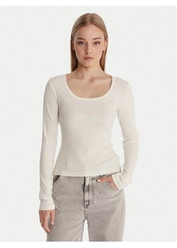 Guess Jeans Bluzka W6RP24 KA0H1 Écru Slim Fit ze sklepu MODIVO w kategorii Bluzki damskie - zdjęcie 187976243