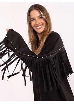 Luźna bluza damska z frędzlami czarna (21695) ze sklepu goodlookin.pl w kategorii Bluzy damskie - zdjęcie 187977103