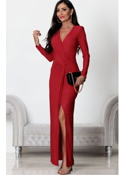 Wieczorowa czerwona długa sukienka z poświatą Hera ze sklepu intimiti.pl w kategorii Sukienki - zdjęcie 187977242