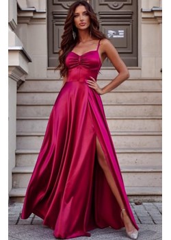 Długa satynowa sukienka bordowa gorset ze sklepu intimiti.pl w kategorii Sukienki - zdjęcie 187977412