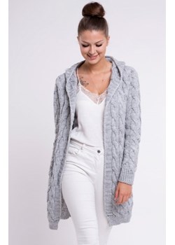 Setin długi szary kardigan z kapturem GLORIA szary ze sklepu intimiti.pl w kategorii Swetry damskie - zdjęcie 187977441