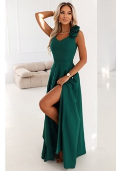 Numoco 643-1 elegancka wieczorowa suknia maxi z rozcięciem i różami ze sklepu intimiti.pl w kategorii Sukienki - zdjęcie 187977451