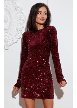 Bordowa cekinowa sukienka sylwestrowa mini – polska produkcja ze sklepu intimiti.pl w kategorii Sukienki - zdjęcie 187977452