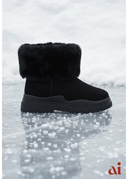 Czarne Śniegowce z Wywiniętym Futerkiem Nonva ze sklepu renee.pl w kategorii Śniegowce damskie - zdjęcie 187978203