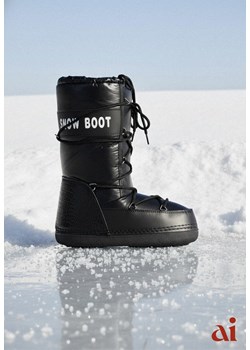 Czarne Wsuwane Śniegowce na Platformie z Wiązaniem i Ozdobną Taśmą Gorgona ze sklepu renee.pl w kategorii Śniegowce damskie - zdjęcie 187978210