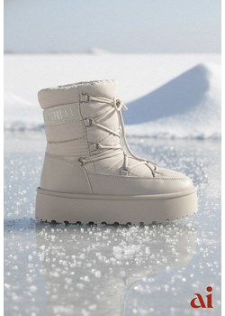 Beżowe Śniegowce na Platformie z Ozdobnym Wiązaniem Zingie ze sklepu renee.pl w kategorii Śniegowce damskie - zdjęcie 187978211