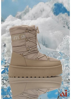 Ciemnobeżowe Śniegowce na Platformie z Ozdobnym Wiązaniem Zingie ze sklepu renee.pl w kategorii Śniegowce damskie - zdjęcie 187978212